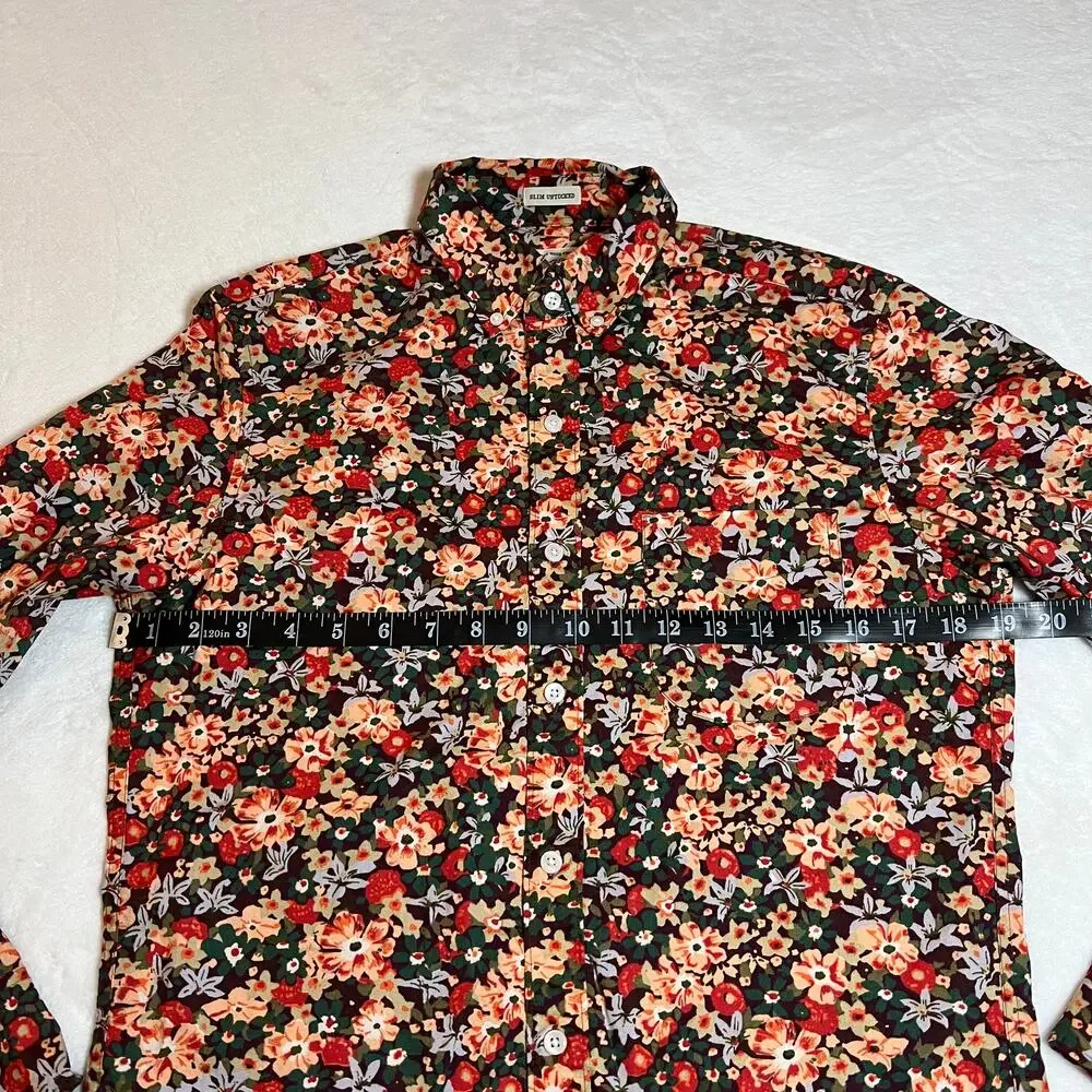 J. Crew Mens Secret Wash Shirting Slim Untucked Floral Button Shirt Size S Short